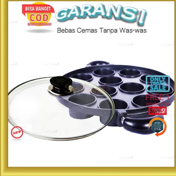 Cetakan Kue Lumpur 12 Lubang Loyang Martabak Mini Teflon Anti Lengket