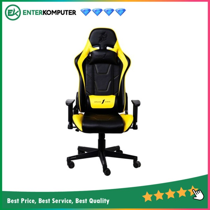 1STPLAYER GAMING CHAIR FK2 - BLACK YELLOW - Comfort - All Steel Skeleton - High Density Molded Foam