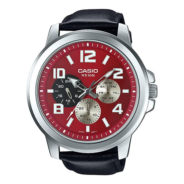 Casio Analog Jam Tangan Pria Kulit Hitam MTP-X300L-4A Original