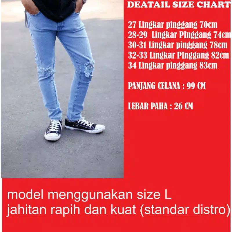 Celana Jeans Pria sobek lutut robek ripper destroy premium bioblitz bio blitz size 27-33