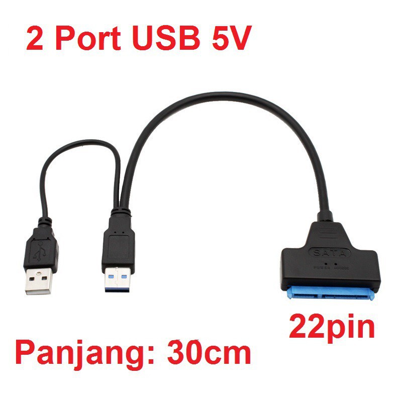 Adapter Converter Hard Disk SATA to USB3.0/2.0 untuk HDD 2.5Inch SSD Converter USB to SATA(22pin)