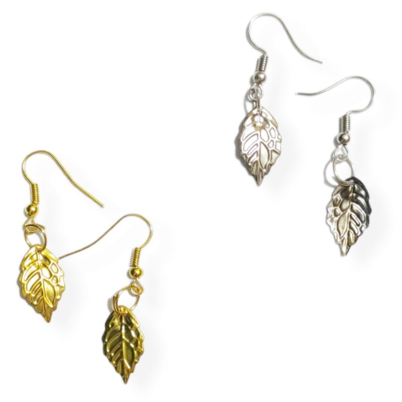 Anting Hook Daun Simple Basic Hooks Leaf Earrings