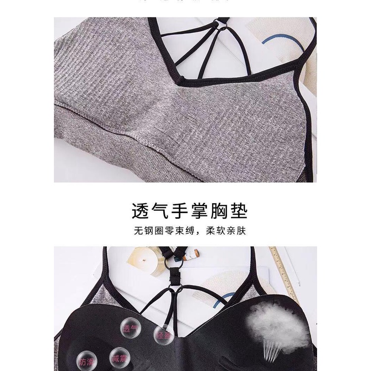 Bra Sport Push Up Langxianger Tanpa Kawat / Bra Seamless Tanpa Kawat Motif Tulisan Langxianger