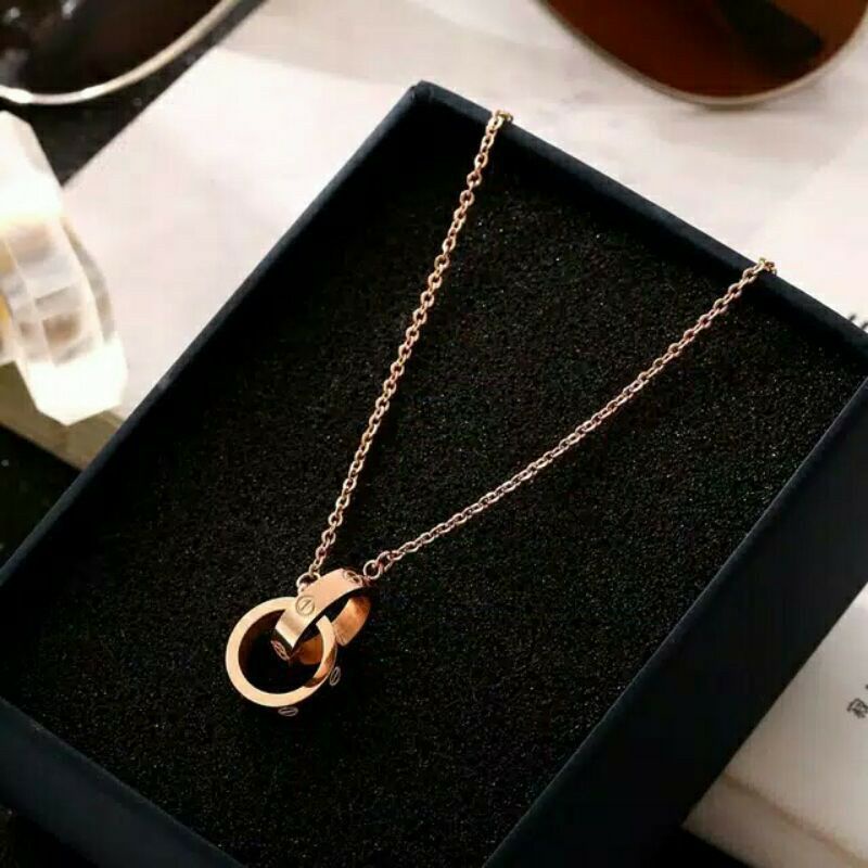 GG kalung Aksen Carti*ier Rose Gold Titanium#KL-156