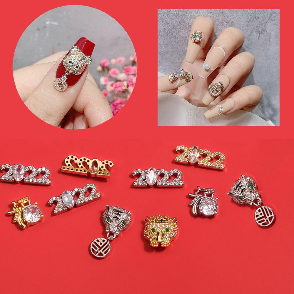 AUGUSTINA Agustin 3D Berlian Imitasi Dekorasi Kuku Zirkon Nail Art Charms Shiny Untuk Wanita2022Tahun Baru Dekorasi Manicure Fortune Rhinestone 3D Dekorasi Kuku Accesoires