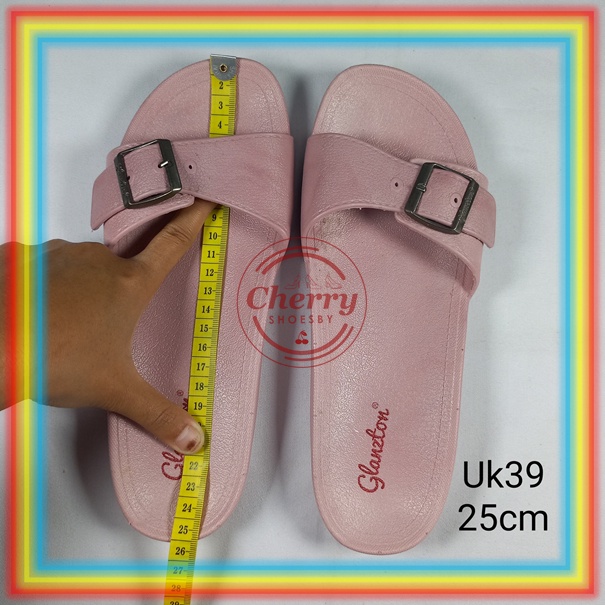 F2153 Sandal Selop Wanita Gesper Import Glanzton Sendal Slop Karet Empuk Cewek Murah Slip On