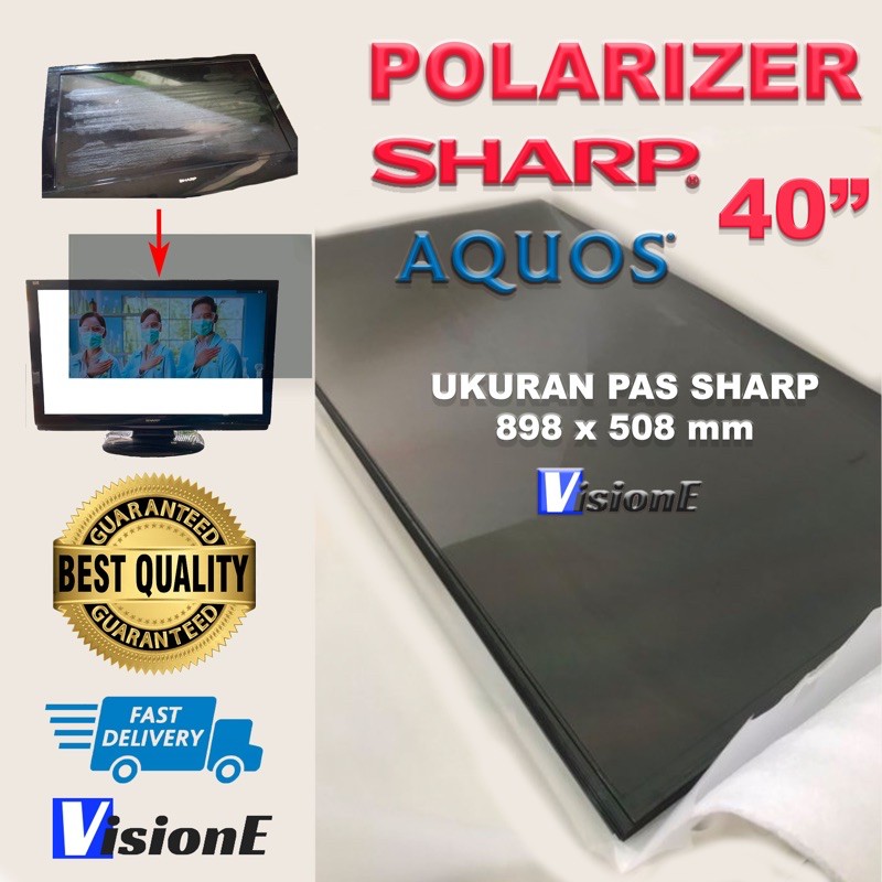 Polarizer LCD 40 Inch Sharp Aquos Polariser Polarized LCD 40 Inch 0 Derajat Bagian Luar Depan