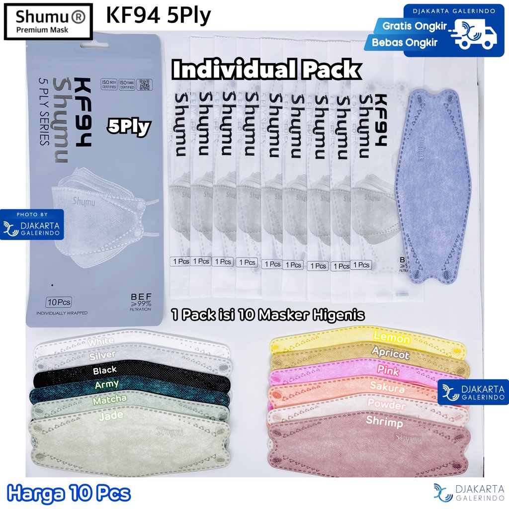 Masker SHUMU KF94 5Ply Individual Pack isi 10 Pcs