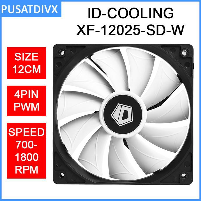 MURAH MERIAH ID COOLING XF-12025-SD-W XF 12025 SD W 12cm 120mm PWM Kipas Casing Fan