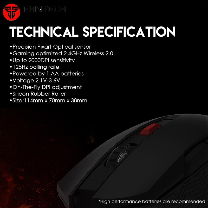 Optical Mouse Gaming Wireless Fantech Raigor II WG10 Mouse Wireless