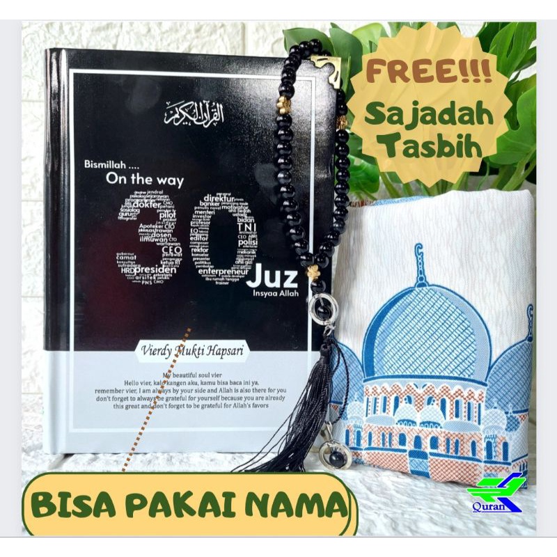 al quran sajadah tasbih paket termurah bisa custom nama di alqurannya