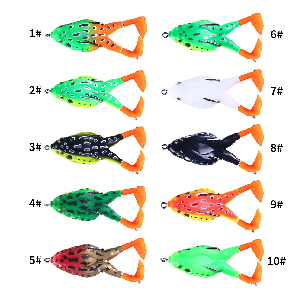 HENGJIA 10PCS Umpan Pancing Fishing Lure Rotating Double Legs 12g/9cm Thunder Frog Lure Umpan Katak Soft Bait