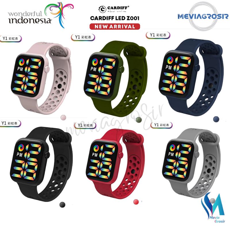 JAM TANGAN LED WANITA & PRIA UNISEX CARDIFF TAHAN AIR JAM TANGAN RUBBER JAM TANGAN WANITA JAM JAM TA