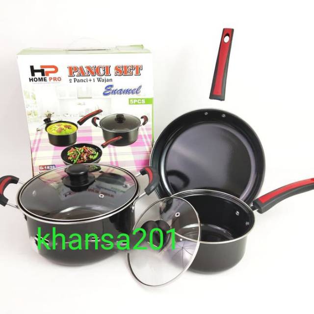 Panci set enamel home pro ( 2 set panci+ 1 pc frypan)