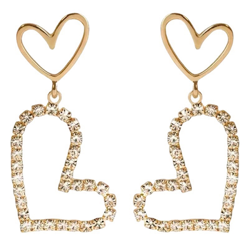 Anting Mutiara Bentuk Hati Geometris Gaya Vintage
