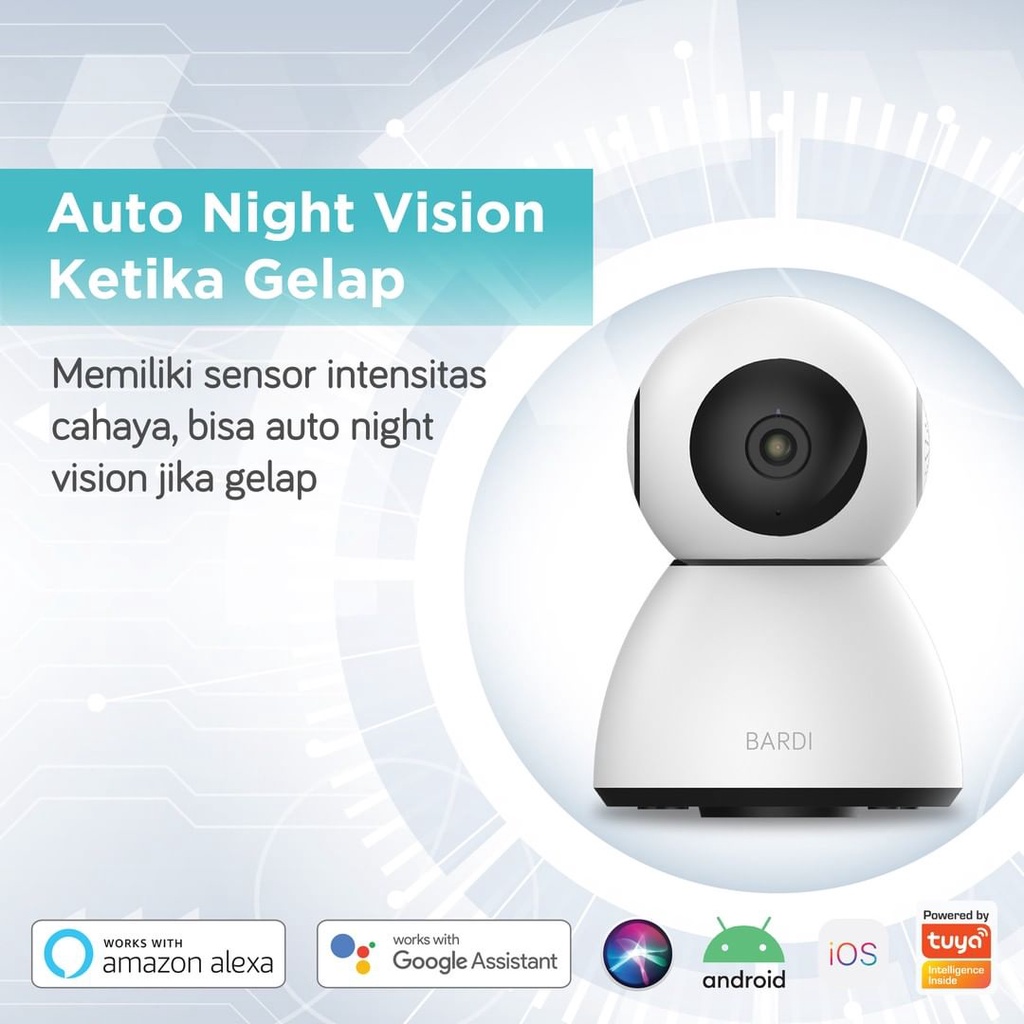 BARDI Smart Indoor PTZ IP Camera CCTV Wifi IoT Bisa Putar 355&quot; Home Automation CCTV RUMAH CCTV Smart