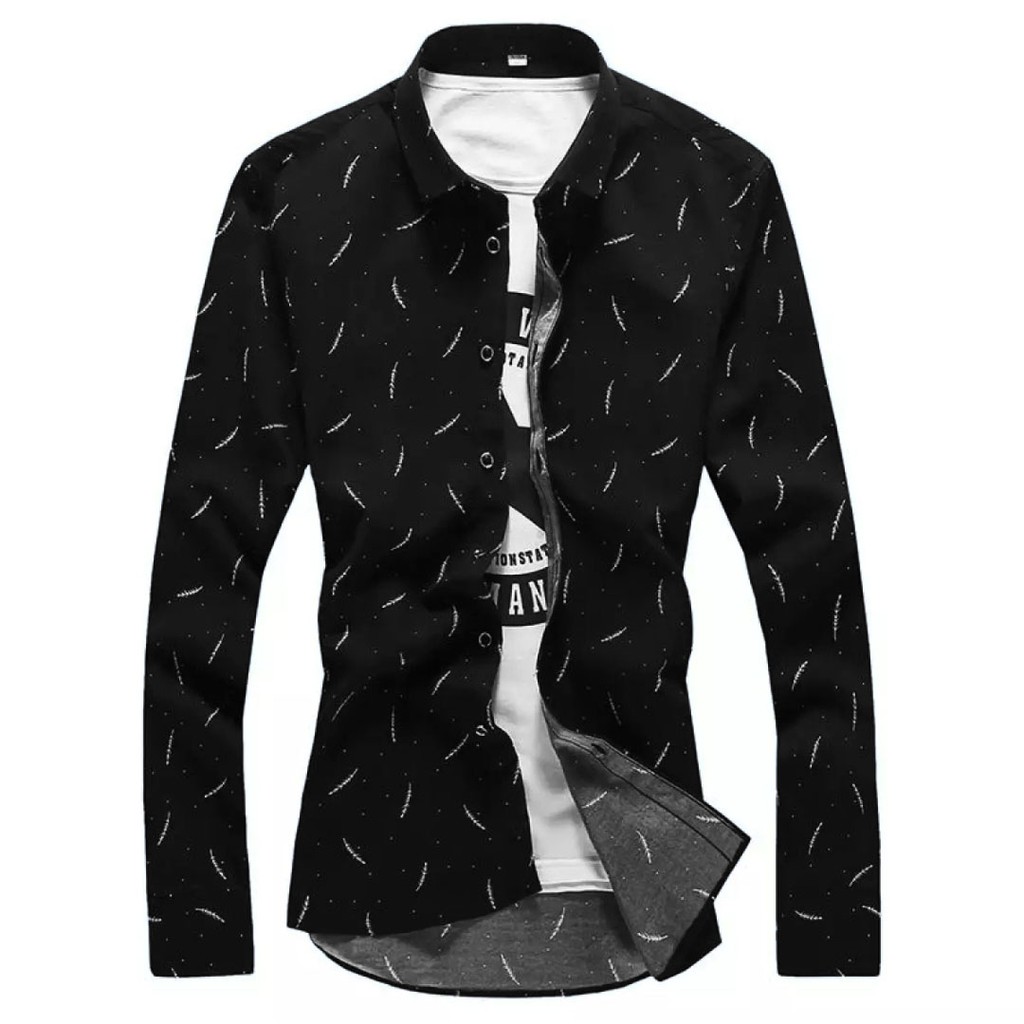 MOKOKOMO Kemeja Pria PJ-015 Kemeja  Lengan Panjang Kemeja casual (Uk. S,M,L &amp; XL )