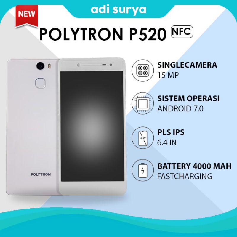 polytron p520 Ram 3GB+64GB NFC Layar 6.4 in Kamera 13 MP New Garansi Resmi