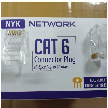 Konektor Rj45 Lan Cat 6 Isi 50pcs NYK Original - Rj 45 Satu Kotak Isi 50Pcs Untuk Cat6 Original NYK