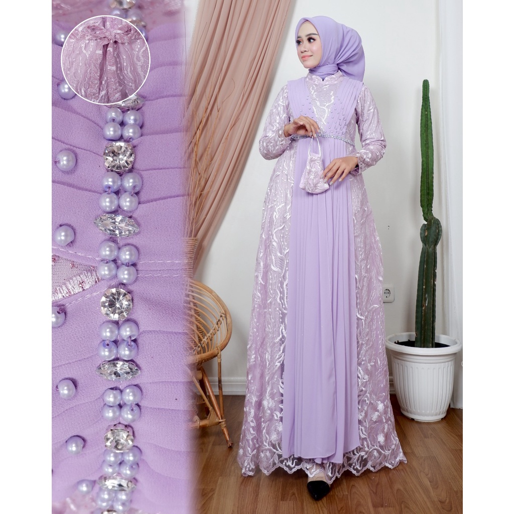 Kadai.baju / Gamis saskia / Gamis pesta / Gamis brukat tulle / Maxi jumbo size M L XL XXL