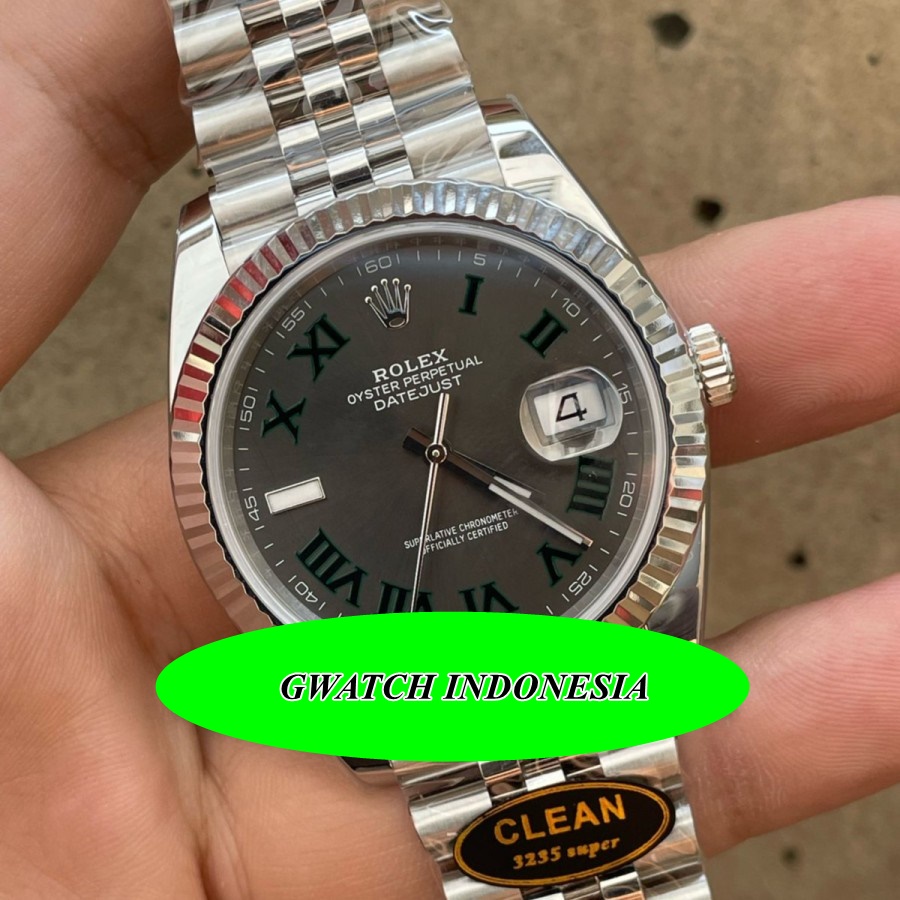 Best Seller  Jam Tangan Import Terbaru Rolex Datejust Diameter 41mm 126334 Wimbledon Dial on Jubilee