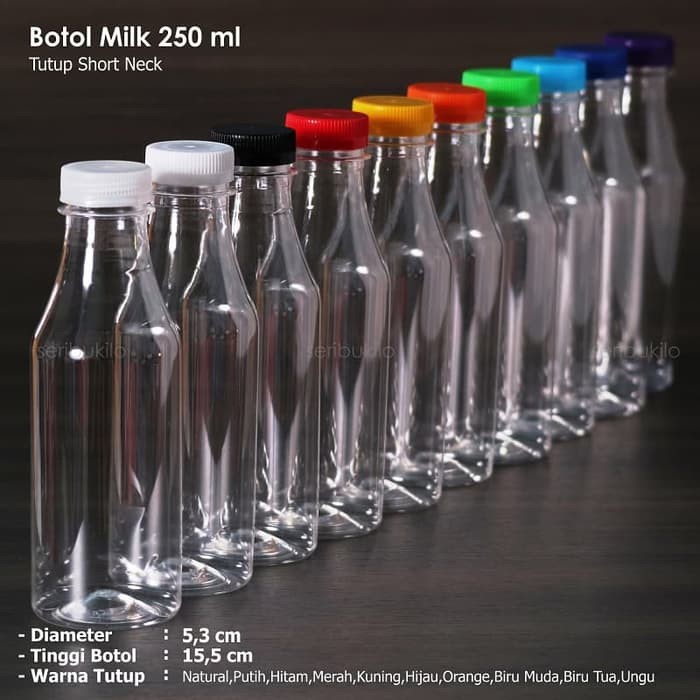 Botol Plastik 250 ml Milk / Botol Pir Milk 250 ml - Tutup Short Neck