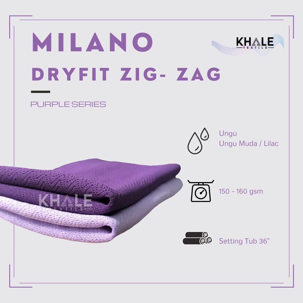 Bahan Kain Drifit Milano Zig Zag Premium Jersey Dryfit Polyester Ungu Series
