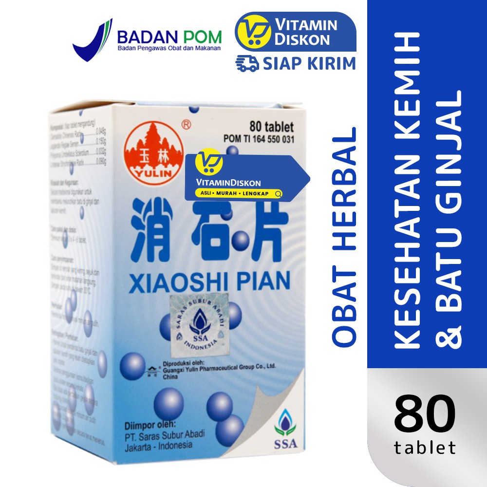 Yulin Xiaoshi Pian 80 Tabs Ssa | Obat Kesehatan Saluran Kemih, Batu Ginjal. Dan Nyeri