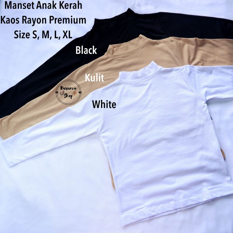 Manset kaos anak usia 3-5thn size L model turtle neck bahan rayon premium