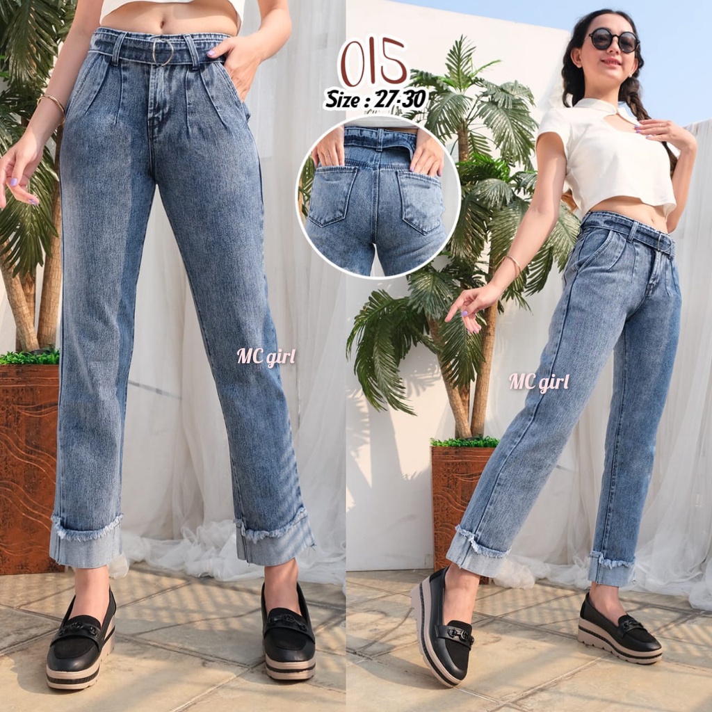 MC girl Celana Jeans Premium Boyfriend Stick Balik Free Gesper / Boyfren Harem Stik Balik Rawis