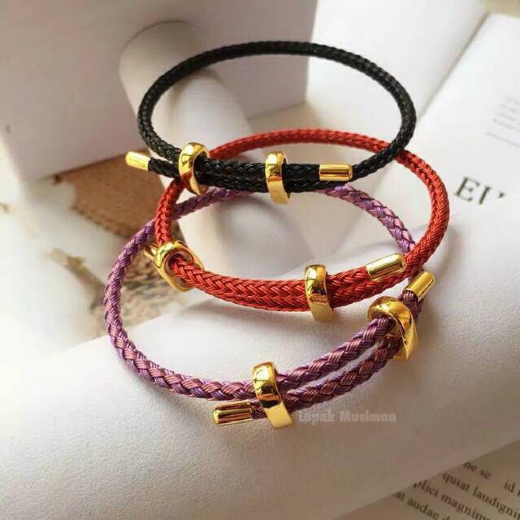 [Bayar di Tempat] Gelang Tali Kawat Anti Air Waterproof Untuk Charm Liontin Huruf Emas