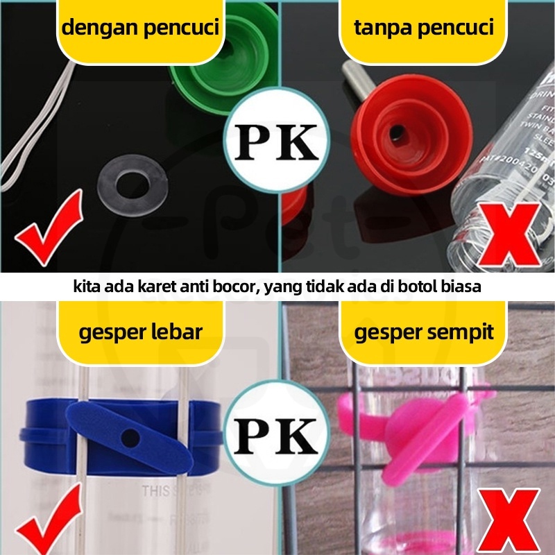 Botol Air Hamster Kecil Peminum Hewan Peliharaan Kelinci Pengumpan 60/80 ML Menggantung Botol Minum Hewan Peliharaan Pengumpan Otomatis