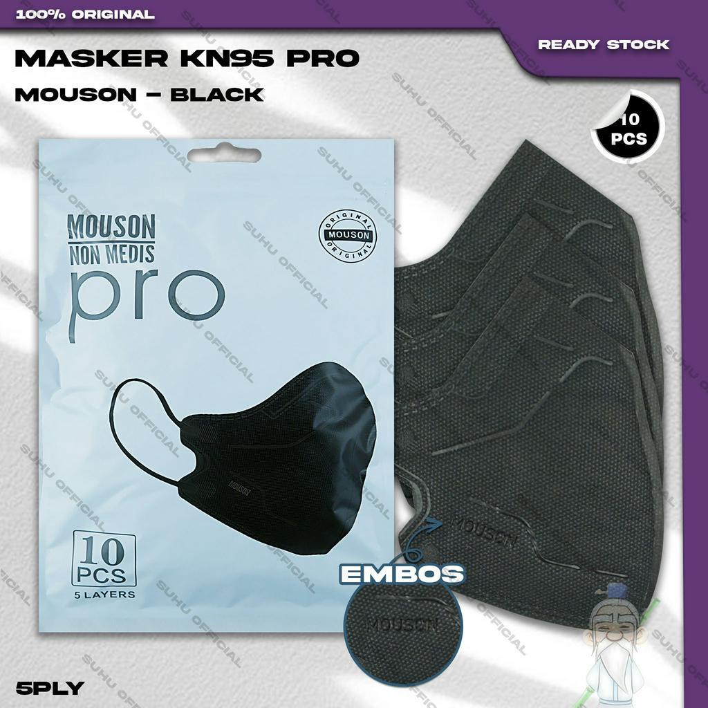 ❤️ SUHU ❤️ Masker KN95 PRO MOUSON 5Ply Isi 10Pcs Black Hitam Hybrid KN 95 5 Ply Earloop Surgical Mask