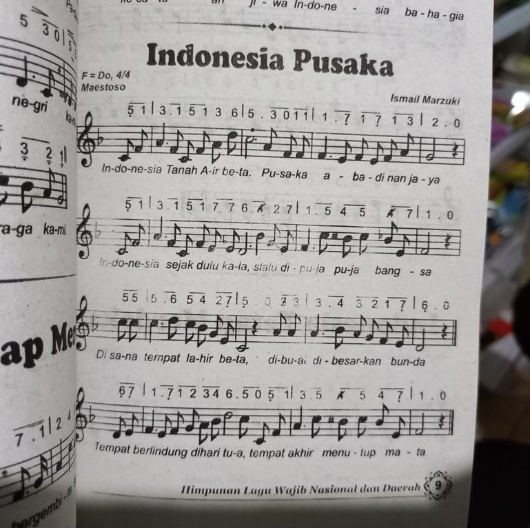 Buku Lagu Wajib Nasional dan Daerah Ukuran Tanggung