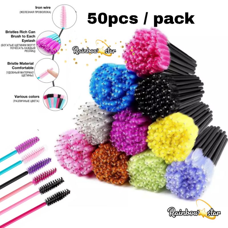 Mascara Wand Brush 50pcs / Sisir Bulu Mata / Sisir Alis / Spoolie / Kuas Bulu Mata