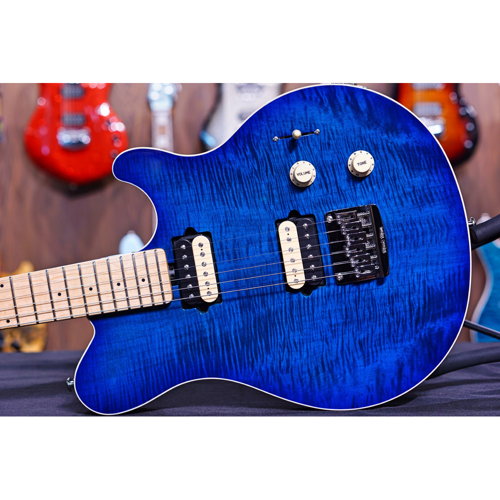 Ernie Ball Music Man Axis Super Sport HH STD - Balboa Blue Flame - Maple Matching Headstock G95466