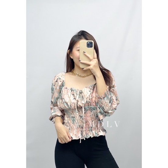 MDLV ~ 8284# Sicily Ruched Top Atasan Blouse Korea Import