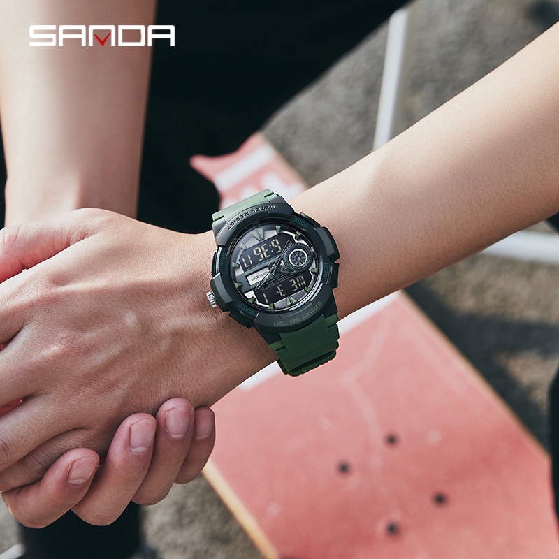 SANDA 6082 Jam Tangan Pria Digital Analog Tali Rubber Shockproof Anti Air WATCHKITE WKOS