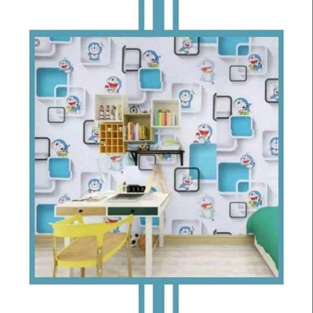 Wallpaper dinding motif Doraemon 3D/ wallpaper dinding motif Doraemon kotak