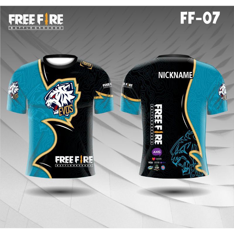 Jersey e-sport freefire evos kaos ff Full printing baju pria