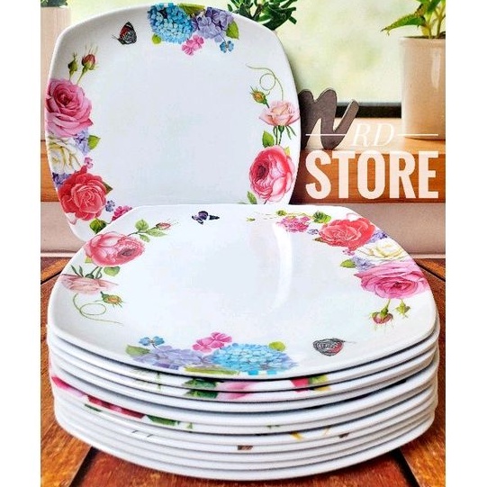 PROMO 12.PCS PIRING PERSEGI CEPER PRASMANAN MELAMINE MOTIF