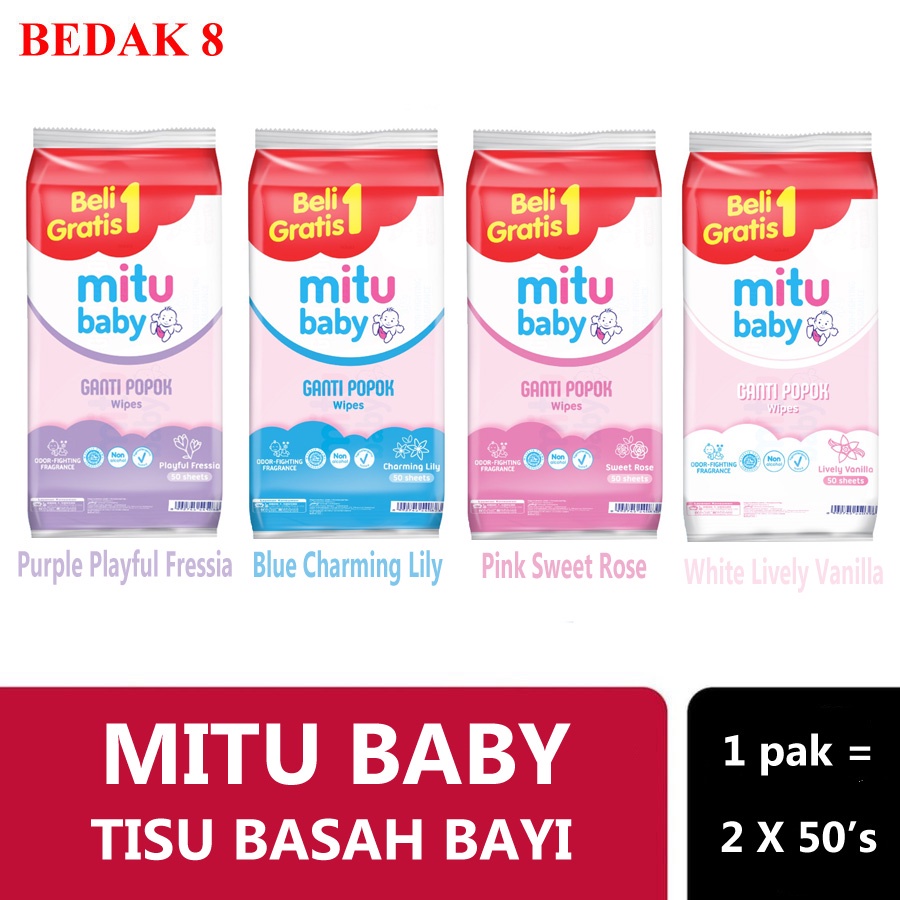 Mitu Baby Tisu Basah Bayi Ganti Popok  50's X 2/ But 1 Get 1