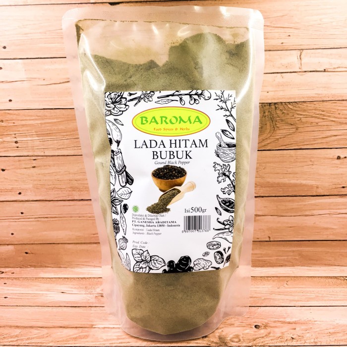 

Lada Hitam Halus / Ground Black Pepper 500gr - Baroma Bumbu Rempah