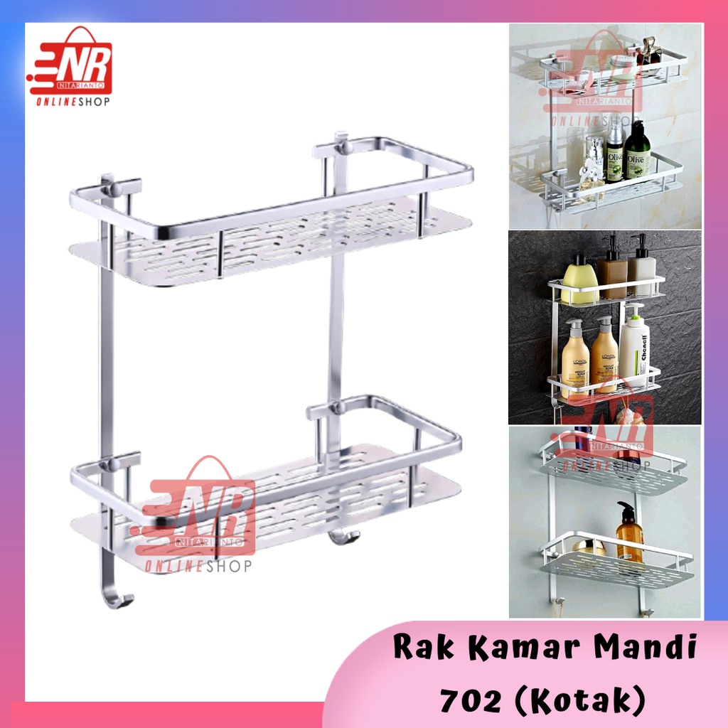 Rak Dinding Aluminium Kamar Mandi Kotak / Rak Dinding Stainless Steel / Rak Sabun Kabinet Kamar Mandi