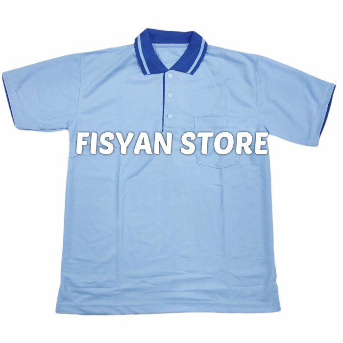 Kaos Kerah Polo Shirt Biru Langit Kerah Benhur