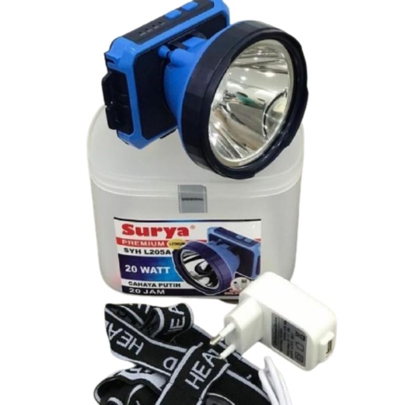 Head Lamp / Senter Kepala Surya SYH-L205A 20W Cahaya Putih Tahan Air