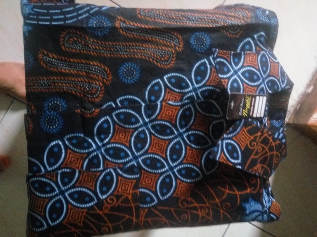 Nayshi Batik Hrb026 Baju Kemeja Batik Hem Sogan  Halus Original Kenongo Manggar Semut Ori