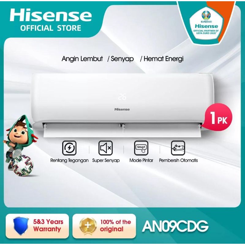 AC Cirebon 1PK Hisense [Promo Murah 1PK Ac Split Hisense] HISENSE AC 1 PK - AN09CDG [INDOOR + OUTDOO