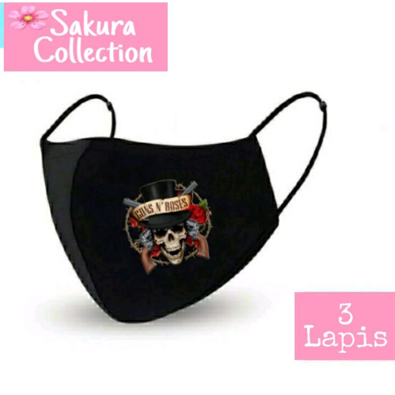 Masker Kain 3 ply  Lapis / Scuba /  - Metallica ( Band Metal )