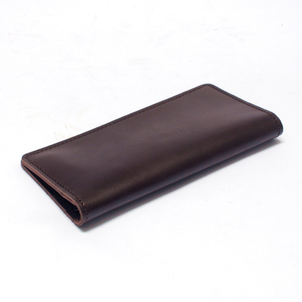 dompet cewek model panjang -saku zipper kulit sapi asli coklat PHWL705